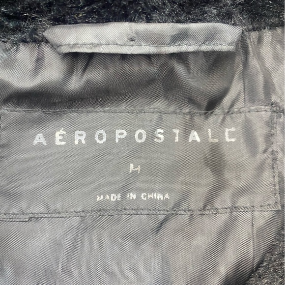 Aeropostale Faux Fur Jacket Black Women’s Sz M Pockets Hood - Picture 5 of 12